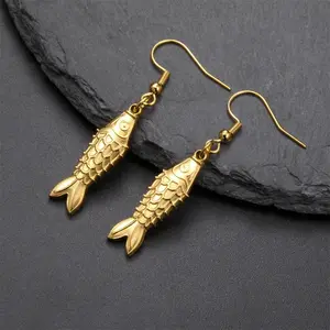 Eueavan Stainless Steel Fish Stud Earrings for Women Girls Charms Elegant Earrings Rich trend Jewelry Gift Wholesale Pendientes