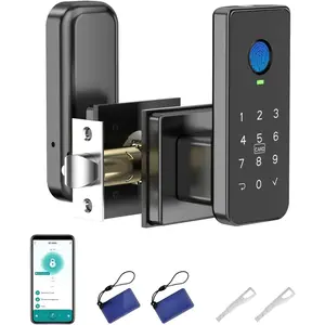 Fingerprint Door Lock - 5-in-1 Biometric  Lock with Keypad, App Control, Key, Auto-Lock,  Deadlock - Keyless Entry for Bedroom, Office, Indoor Use - Includes 2 IC Cards