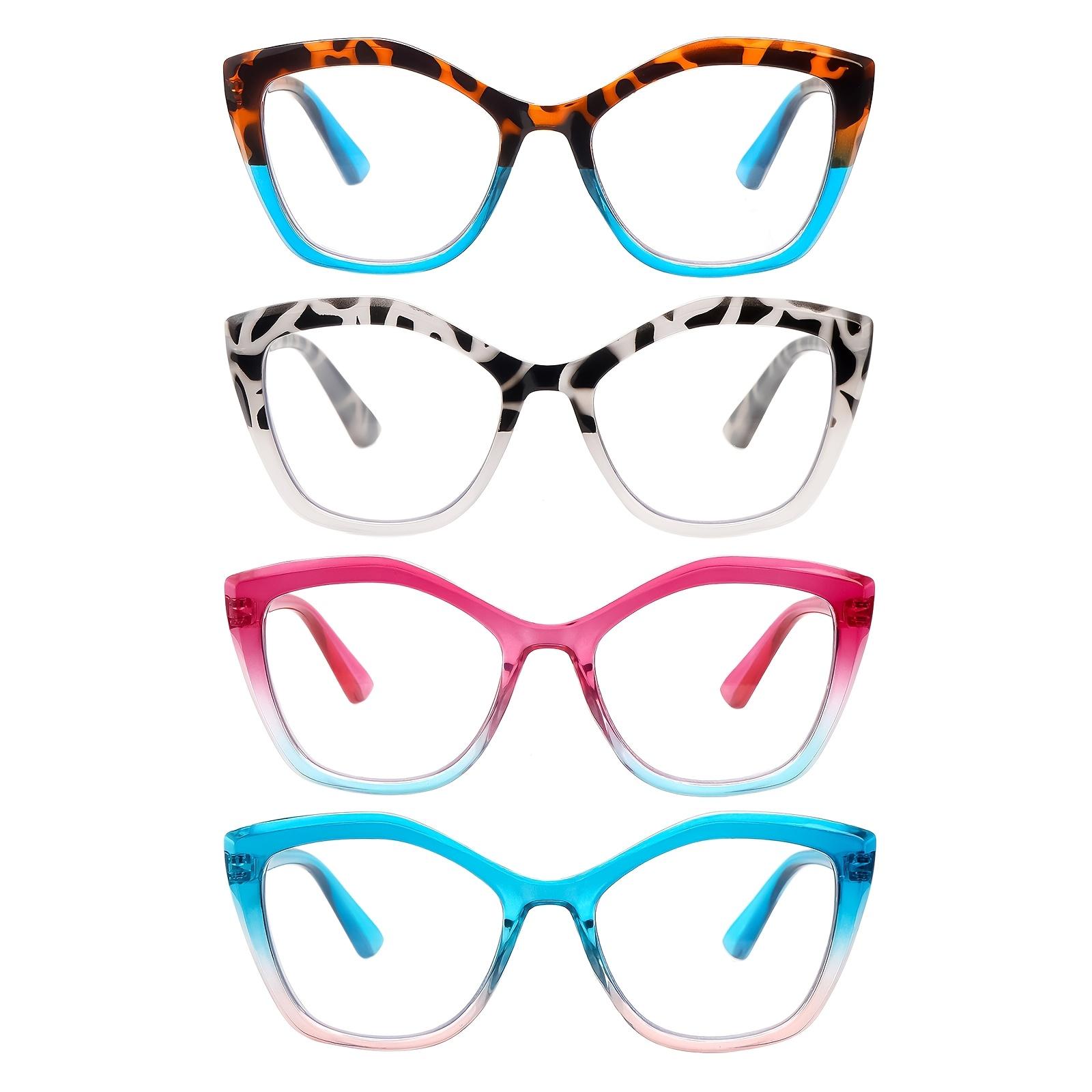 DEAAOK 4 Pack Reading Glasses for Women Blue Light Blocking Fashion Readers with Spring Hinges Computer Eye Glasses Anti Glare UV Eyeglasses