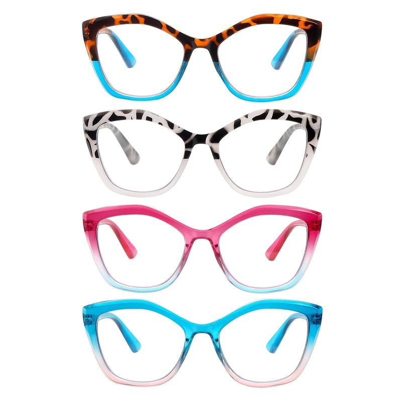 DEAAOK 4 Pack Reading Glasses for Women Blue Light Blocking Fashion Readers with Spring Hinges Computer Eye Glasses Anti Glare UV Eyeglasses