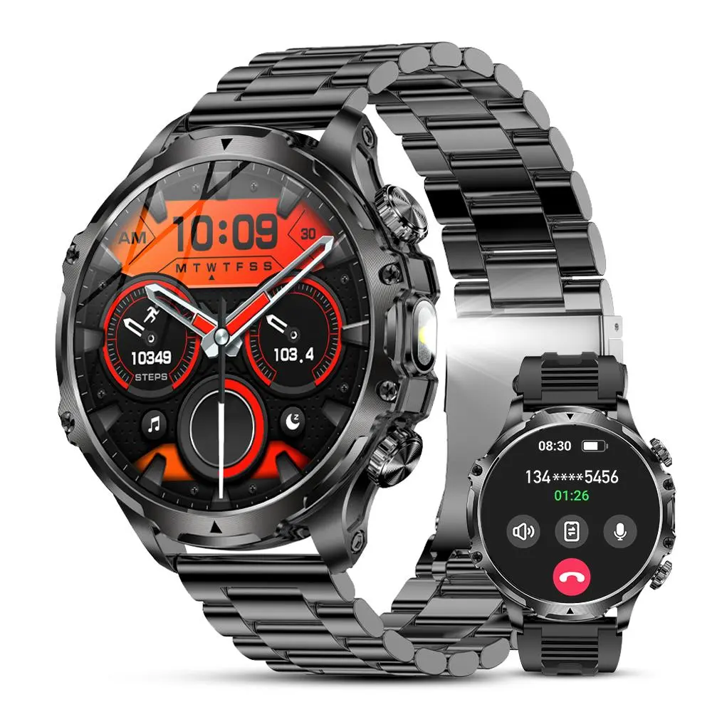 1.85 Inch Screen Smartwatch, Sports Tracking Smartwatch, Fitness Tracker Smartwatch, Calling Android Smart Watch, Wireless Bluetooth Smart Watch, 1pc Steel Band with 1 Spare Silicone Band, Sports Watch with Multi-Sport Modes for Men, Wearable