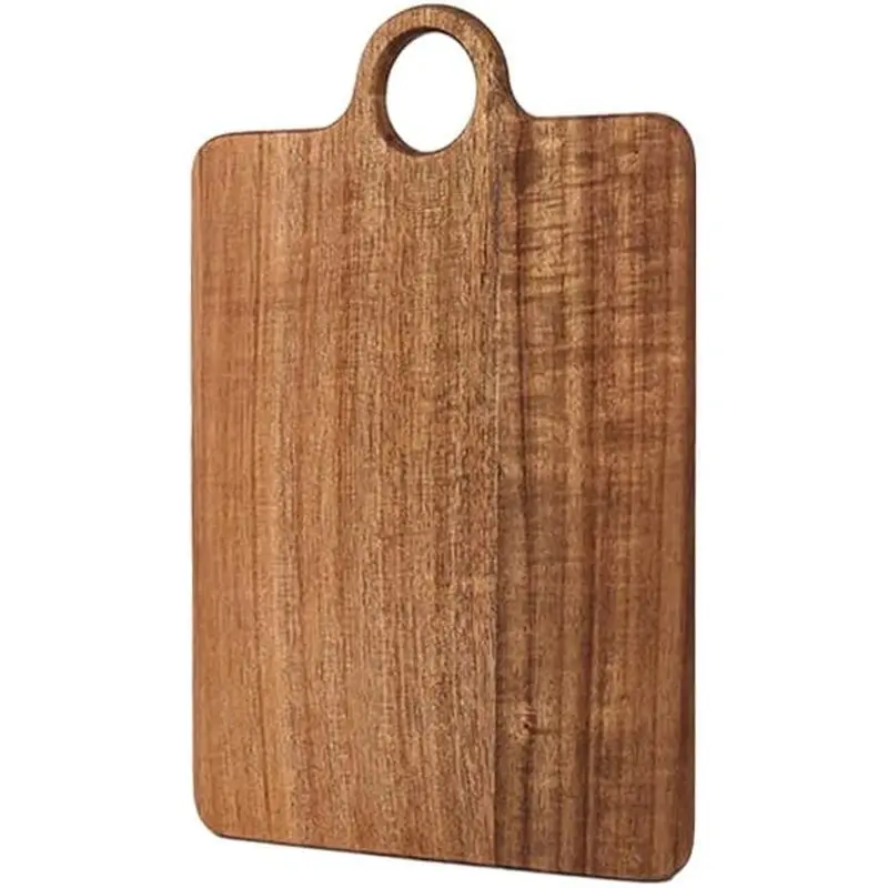 Acacia Wood Serving Board with Handle, Small Size 11" x 8"- Wooden Cutting Chopping Board for Meat, Vegetables, Bread, Charcuterie, Cheese Board - Food Serving Tray for Kitchen Appetizers