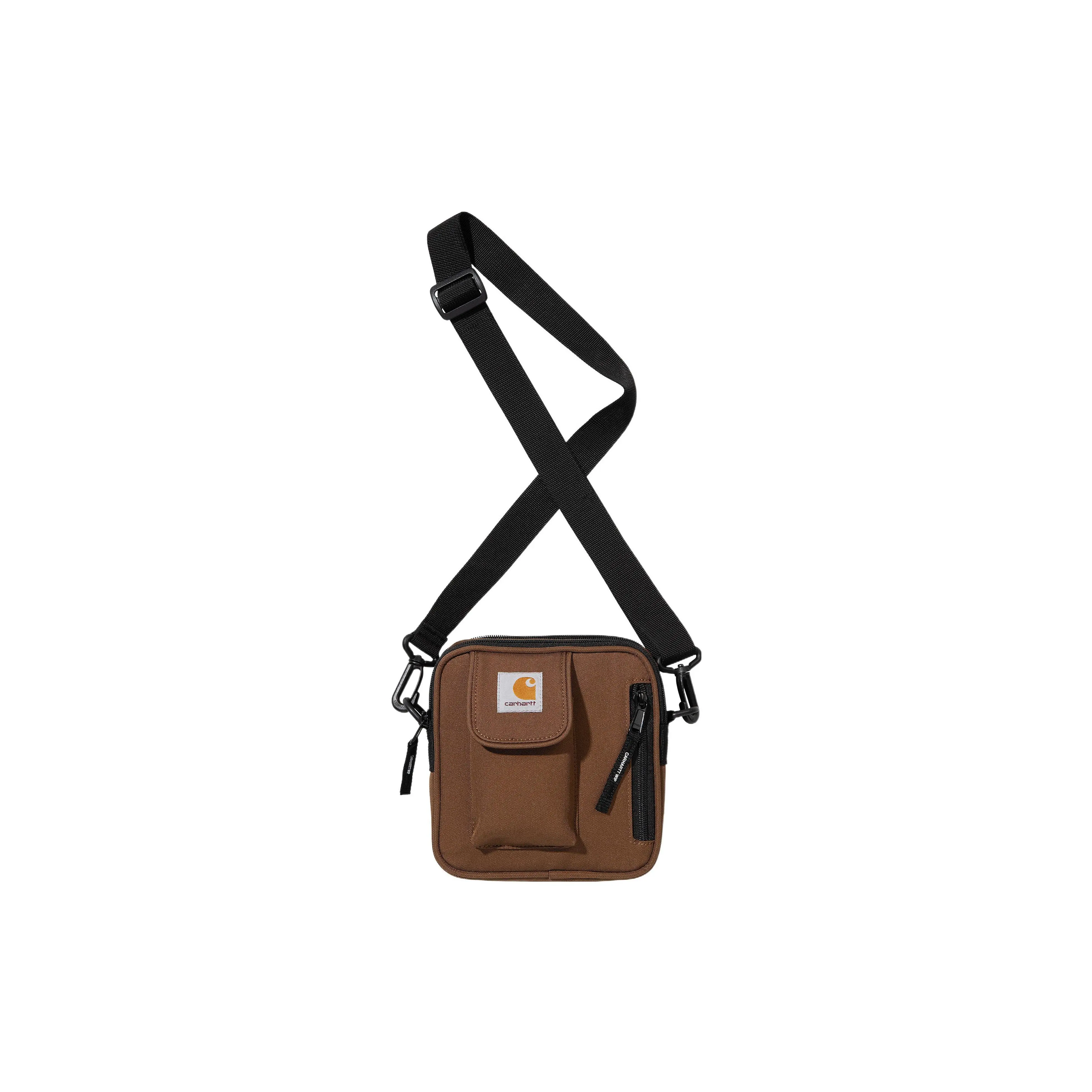 Carhartt WIP Classic Logo Crossbody Messenger Bag for Men, Workwear Style, Brown