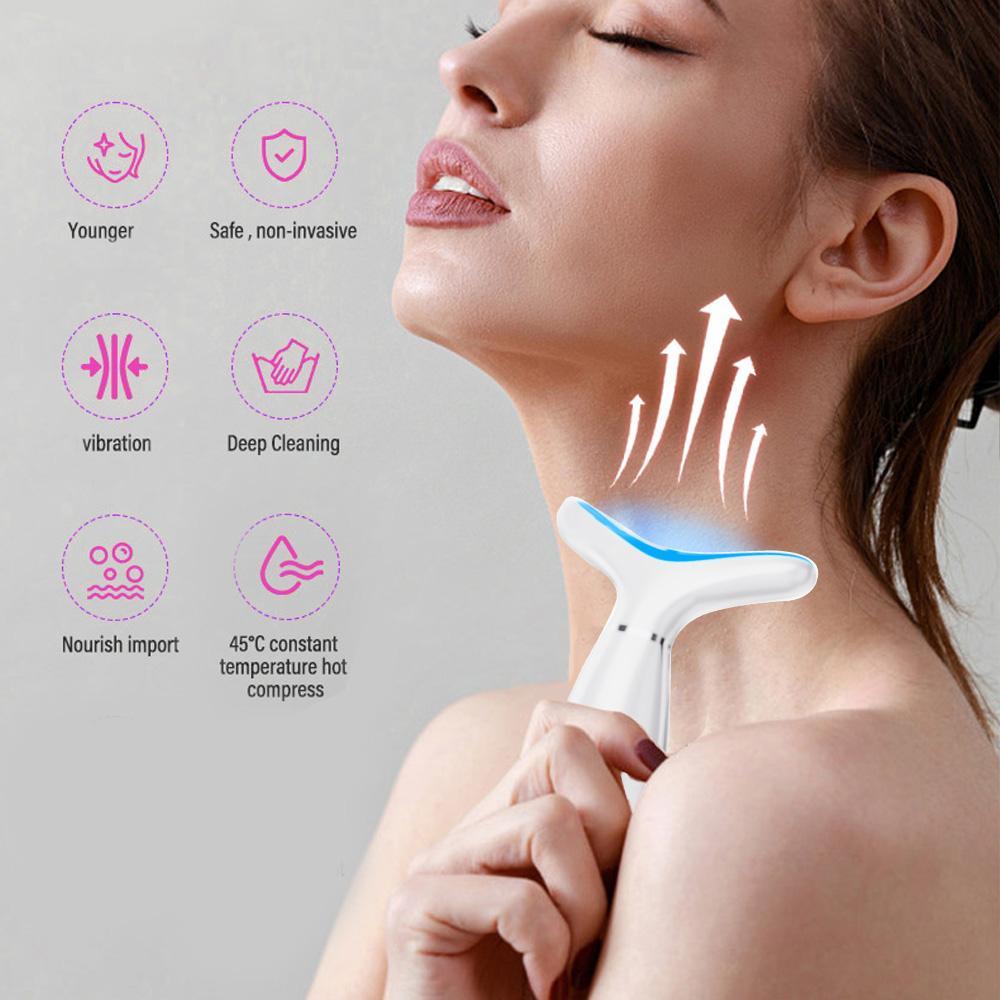 7 Color Facial & Neck Massager, USB Rechargeable Face& Neck Beauty Instrument, Facial Beauty Massagers, Face Sculpting Tool for Women, Neck Beauty Massager for Skin Care at Home