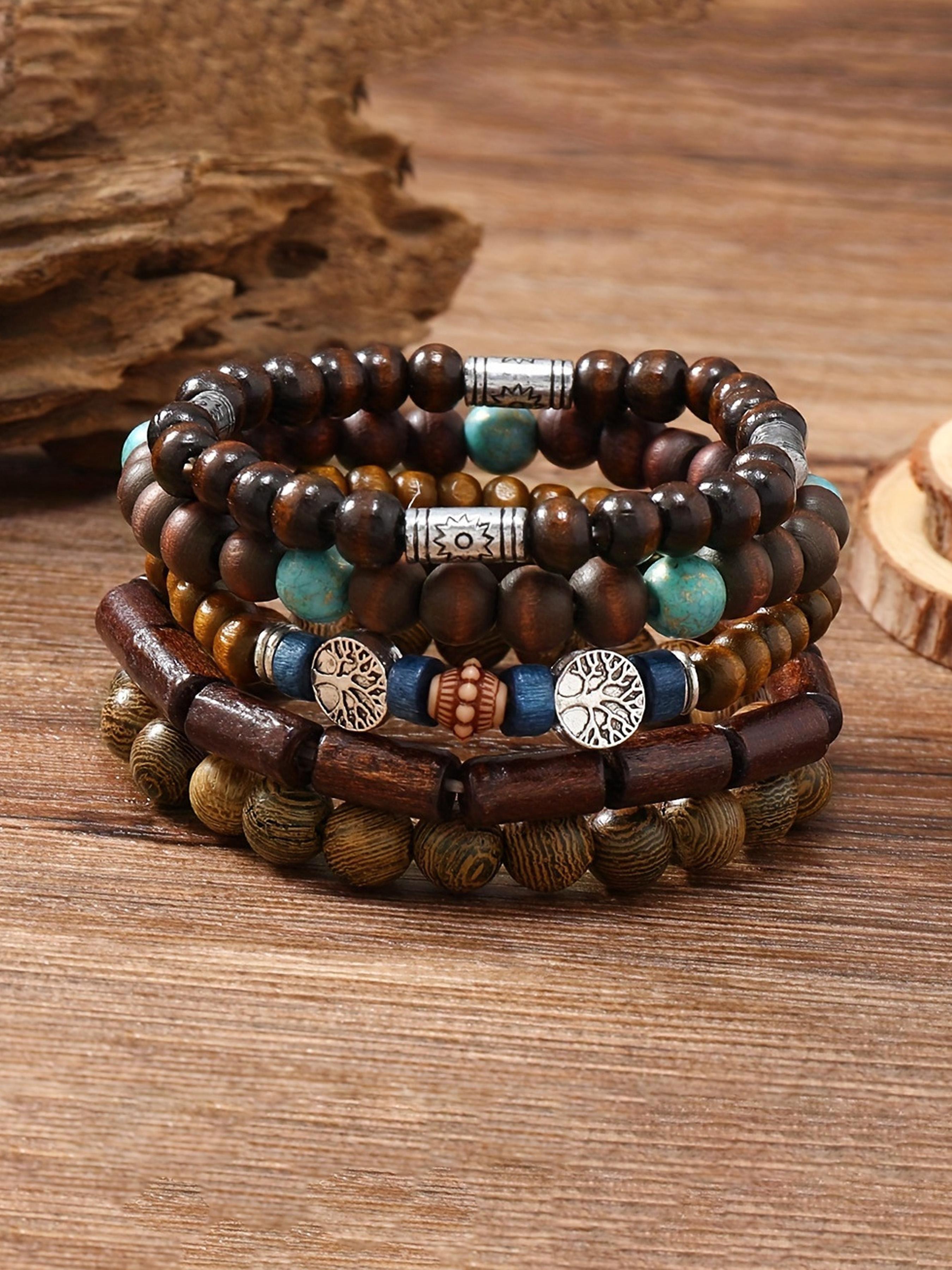Wooden Beaded Bracelet, Fashionable Jewelry for Women & Men, Casual All-match Accessories for Party, Daily Clothing Decor, Trendy Exquisite Jewelry for Birthday Gift, Bangles Bracelets Set