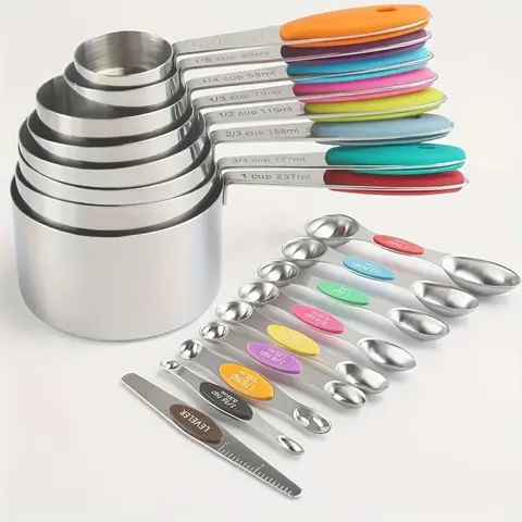 Stainless Steel Measuring Spoons and Cups Set, 17-Piece Magnetic Set, Baking Tool, Kitchen Gadgets, Food Grade, Kitchen Utensils