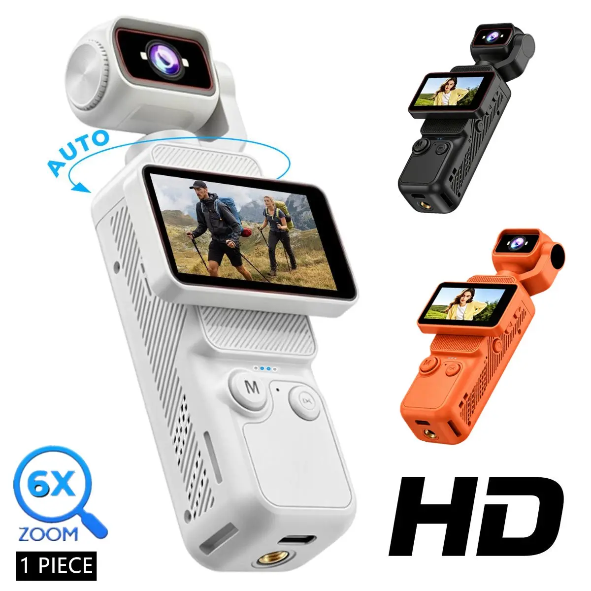 HD Action Camera with 180° Auto Rotatable Lens,Vlogging Camera,Pocket Camera with WiFi Connection,Loop Recording for Travel Adventures, Family Moments and Outdoor Recording