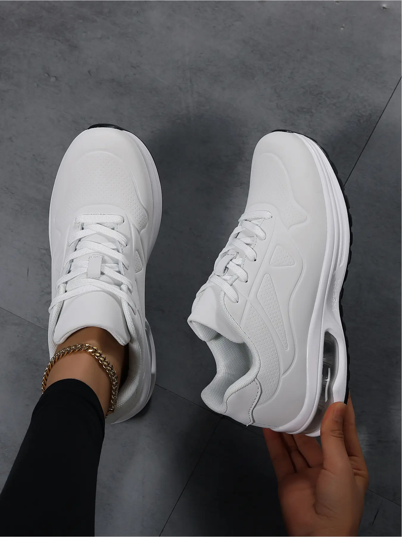 Women's Air Cushion Platform Sporty Sneakers, Lace-Up Shock Absorbing Running Shoes for Sports & Daily Life