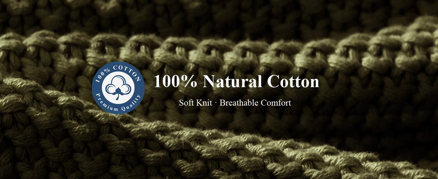 Blunique 100% Cotton Plain Knit Throw Blanket - Soft Cozy, Lightweight, Breathable Cable Knit - Decorative Blanket for Bed, Sofa - Home Decor Ideal Summer Gift Blunique 100% Cotton Plain Knit Throw Blanket - Soft Cozy, Lightweight, Breathable Cable Knit - Decorative Blanket for Bed, Sofa - Home Decor Ideal Summer Gift
