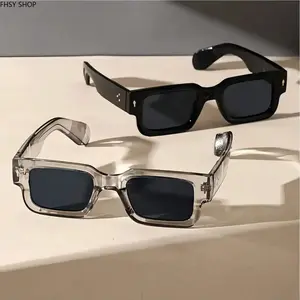 2-Pack Y2K Square Sunglasses Unisex, Retro Black & Clear Frame Shades with UV400, Trendy Lightweight Eyewear for Vacation, Beach Days & Casual Outfits