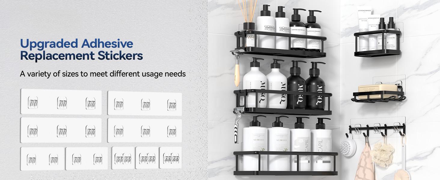 9-Pack Shower Caddy Adhesive Replacement - Transparent Shower Adhesive Strips, No Drilling Hooks for Bath Storage Shelves, Kitchen Racks, Basket & Soap Hol 2026 new