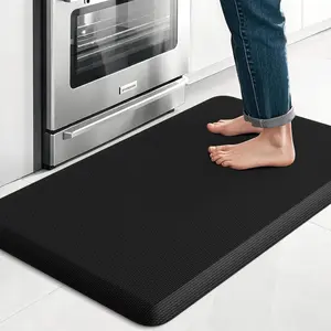Sink, Kitchen Mat, Easy Clean Standing Desk Mat for Kitchen, with Non-Slip Bottom, Cushioned Thick Floor Comfort Mat, Water & Stain Resistant, Office (17.3"x28", Black)
