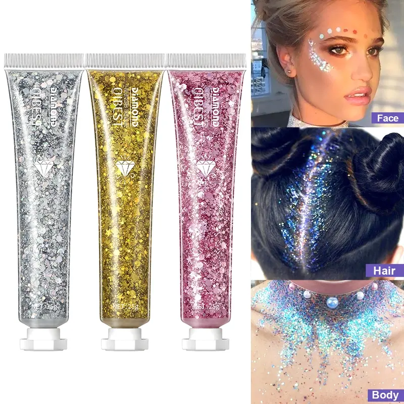 All Purpose Glitter Cream Glitter Makeup Self Stick Clear Gel Base Light Texture Long Wear For Skin And Hair