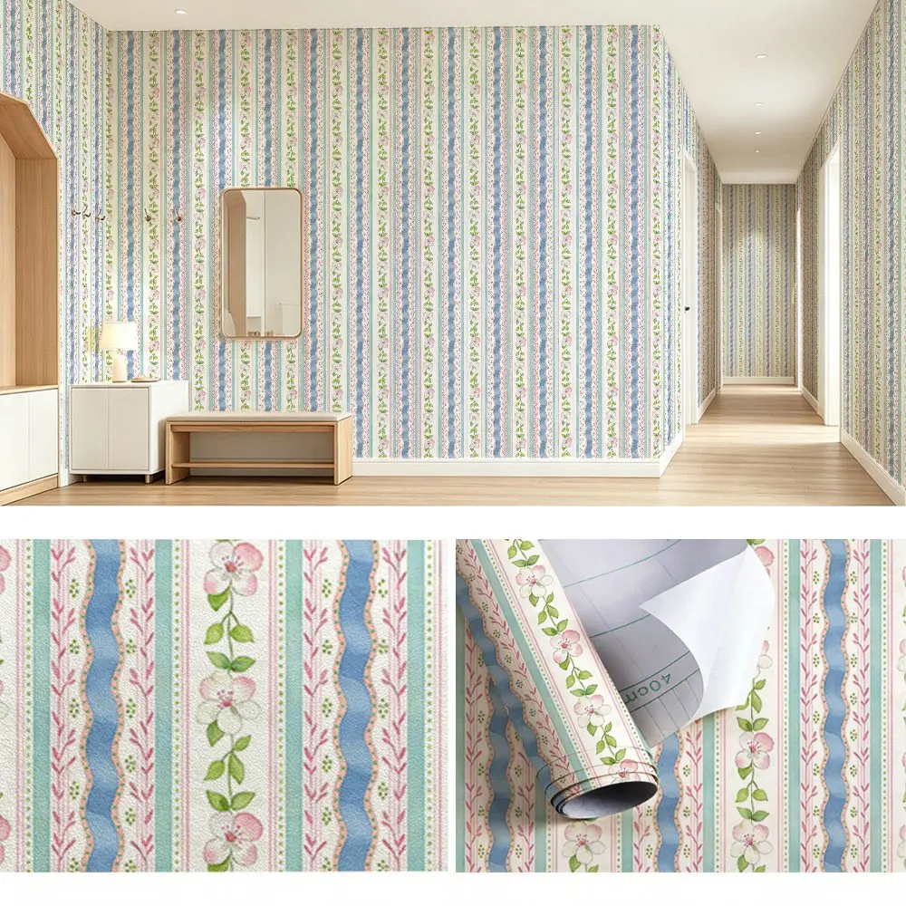 Cherry Blossom Leaf Pattern Wallpaper, PVC Material, Moisture-Proof, Easy Peel-And-Stick, Ideal for Living Room, Kitchen, Bedroom Decor