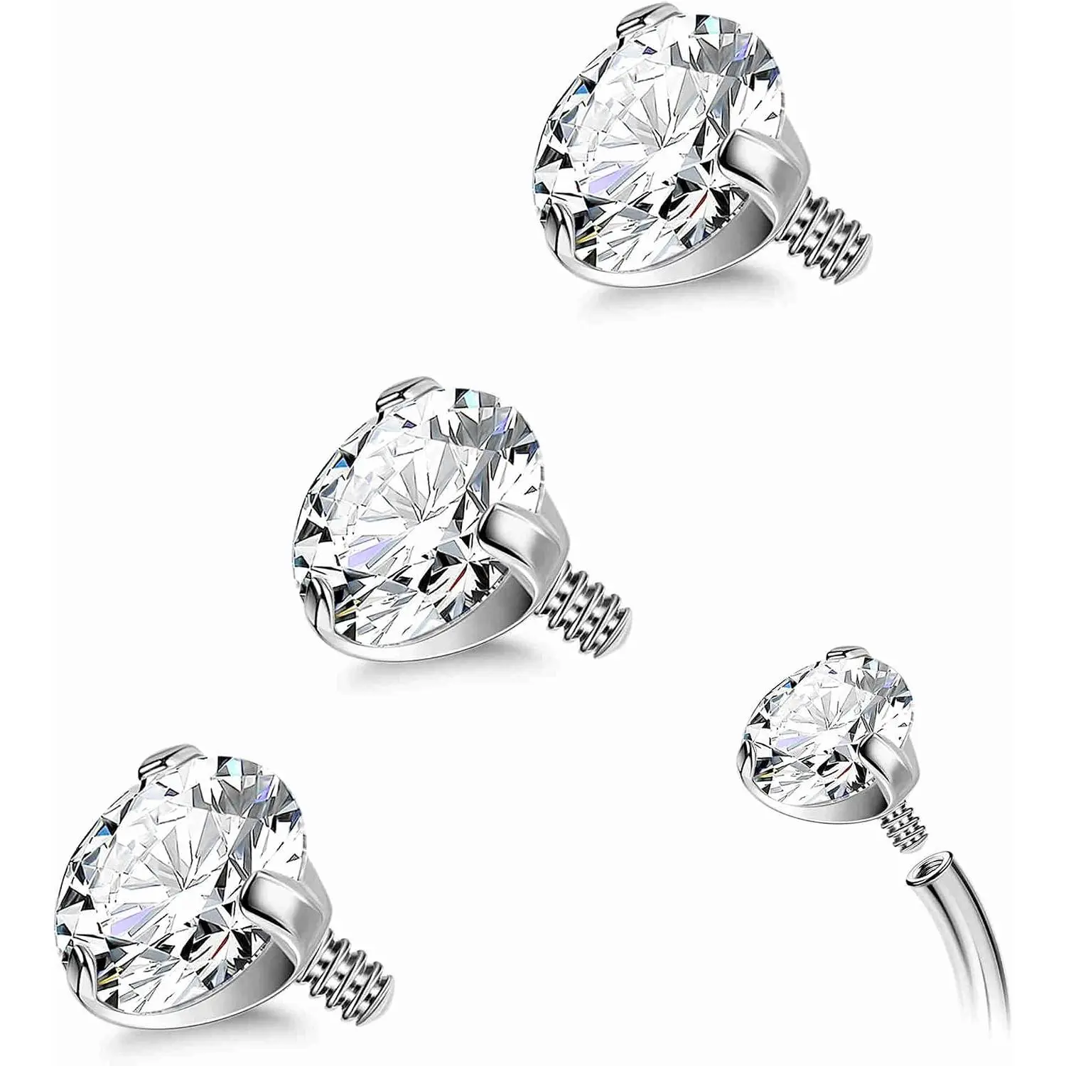 3 count 14G Titanium  Balls for  Internally Threaded  Button  CZ Nipple Tongue Industrial Ring Top    5mm