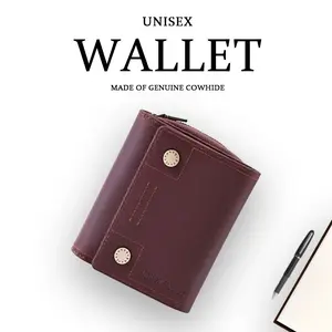 Vintage distressed vertical genuine leather wallet, double anti-theft design with snap buttons and zippers, large capacity with multiple card slots, a great gift for fathers and friends.