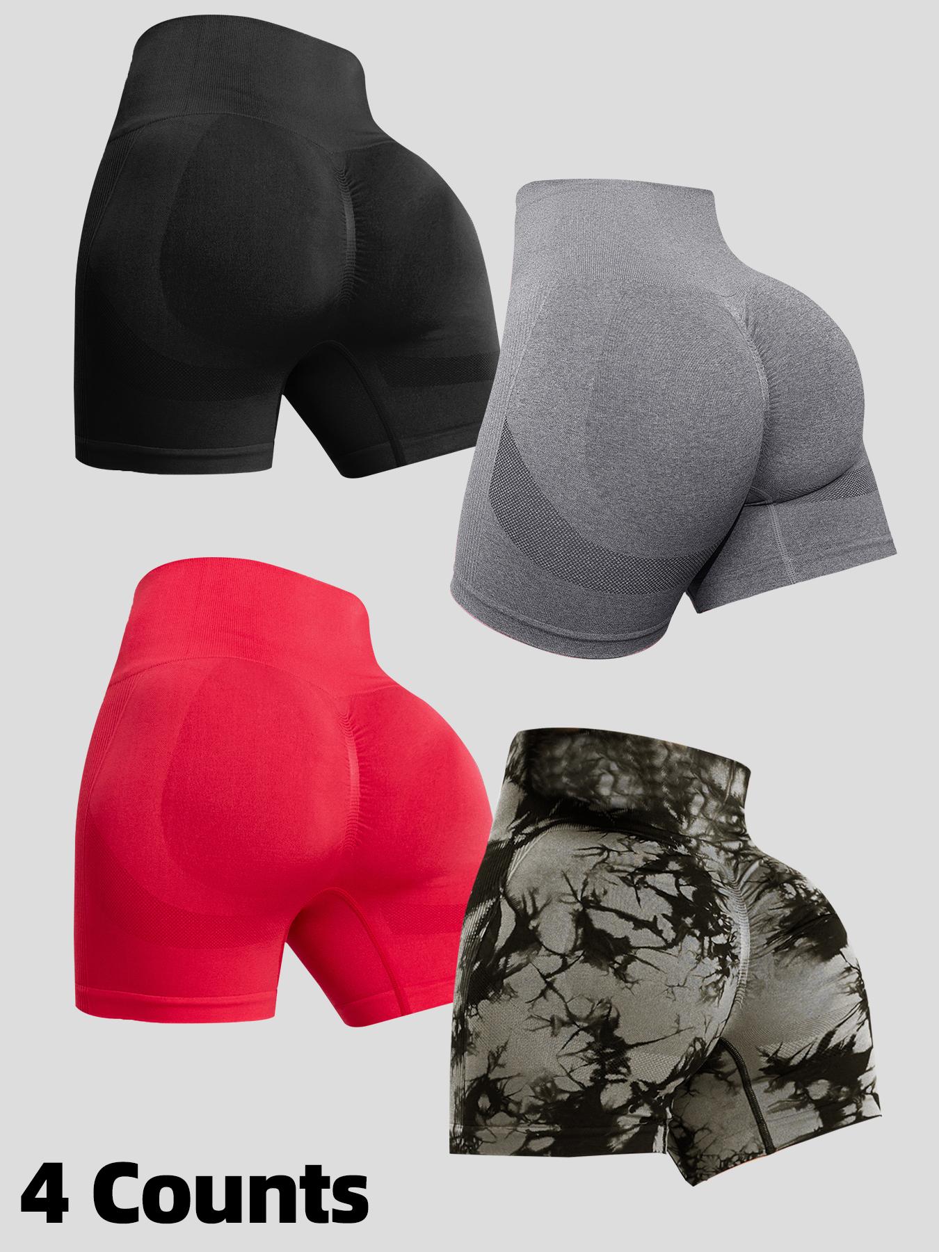 Women's Solid & Tie Dye Print Gym Shorts, Soft Comfy Breathable High Stretch Seamless Yoga Shorts, Ladies Sportswear for Gym Workout Running, Clothing