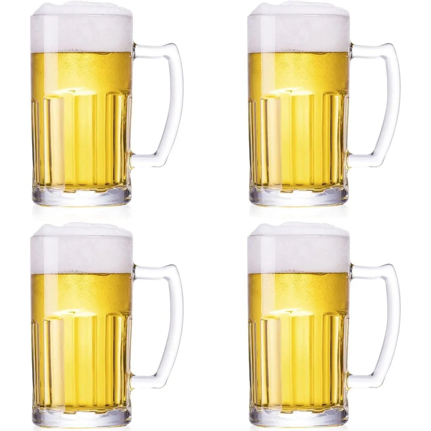4 Pack Heavy 20 Ounce Beer Mugs, Large Beer Glasses with Handle, Classic Glass Steins Set