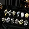 12pcs Men's Fashion Quartz Watches, PU Leather + Zinc Alloy + Silicone Strap, Business Sports Casual, Ideal Gift for Him, Analog Quartz Watches