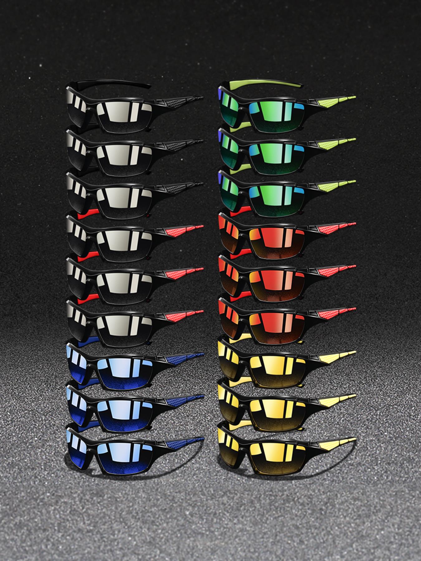 18 pairs of the latest style unisex sports sunglasses, Sports Cycling Sunglasses, are not only practical but also fashionable, offering various colors and functions suitable for all kinds of outdoor activities.