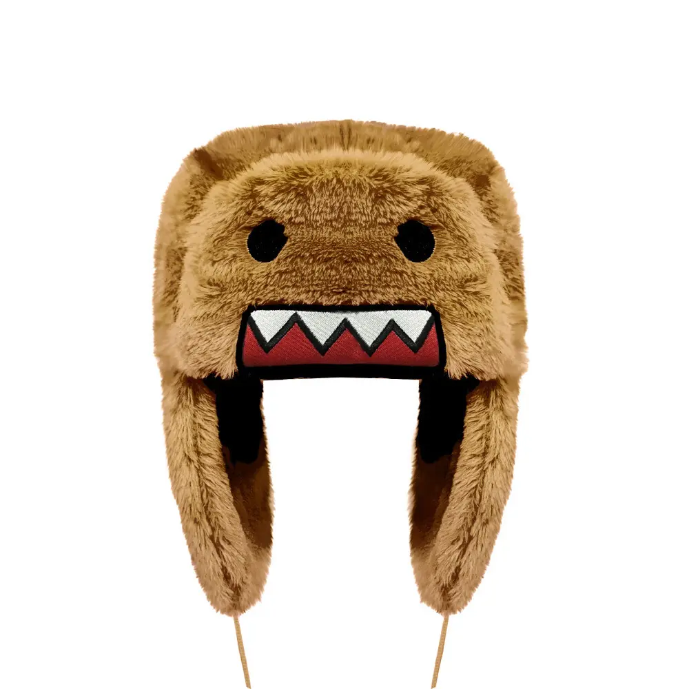 Funny Monster Plush Earflap Hat, Cute Fuzzy Cartoon Teeth Trapper Hat with Long Ear Flaps and Tie Strings, Soft Fluffy Winter Beanie for Women Men, Kawaii Y2K Cold Weather Headwear, Novelty Christmas Gift