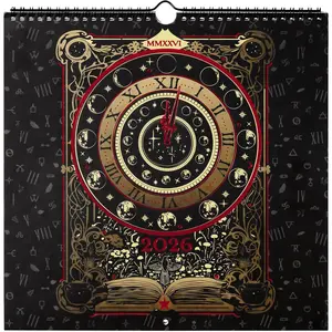 Waiting the Night 2026 Spiral Wall Calendar, Dated January-December 2026, 12 Unique Monthly Spreads, Gothic Tarot Card-Inspired Artwork, Writeable 300gsm Paper Pages, 12'' x 12''