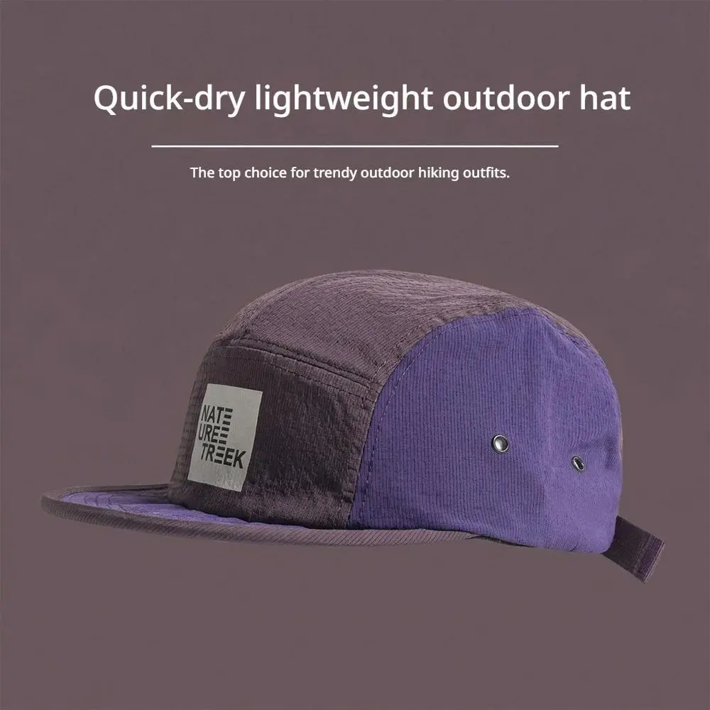 Gorpcore Color Block 5-Panel Camp Hat, Unisex Short Brim Quick-Dry Snapback for Casual Outdoor Hiking and Streetwear, Colorblock, Adjustable