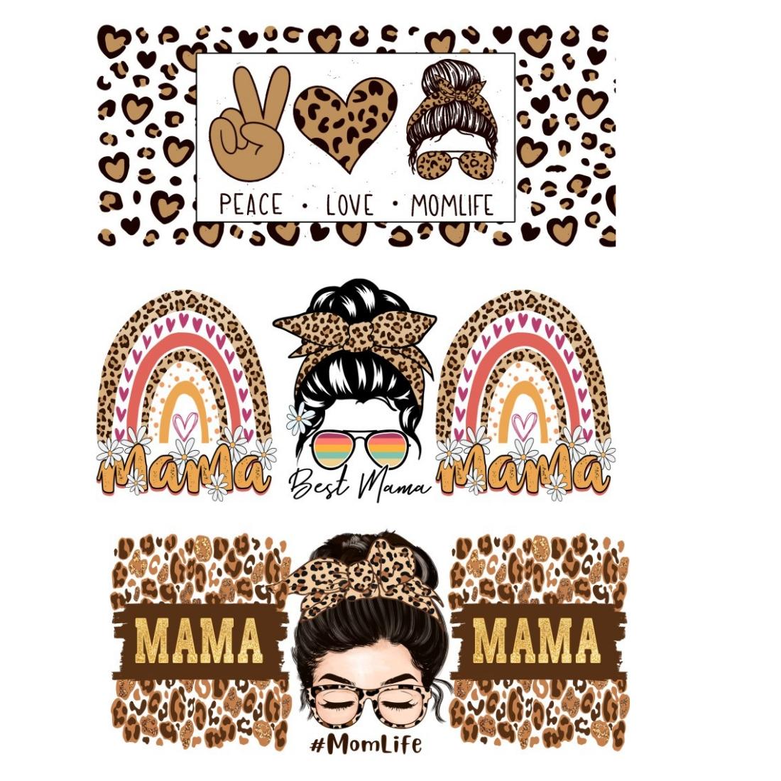 Mom Style Design UV DTF Transfer Sticker, 10pcs/set Waterproof Self Adhesive Sticker, Decorative Sticker for Glass Cup & Bottle, Crafts Cup Stickers