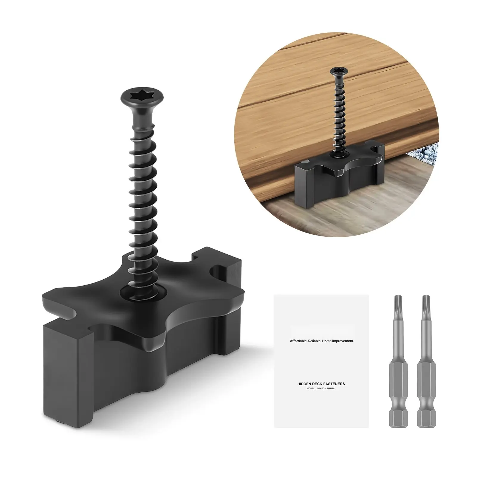 900 Pieces Hidden Deck Fasteners For Composite Decking Universal T Clips Black For Wood Deck Installation, Anti Rotation Concealed Screws, Durable Non Slip Composite Decking Clips, Easy DIY Installation And Universal Fit