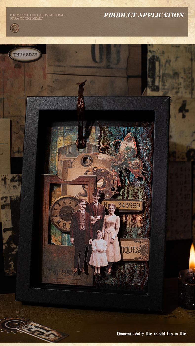 220 sheets/set, retro material pack, character theme, hard cardboard and light paper materials, creative DIY materials, handbooks and handmade materials.