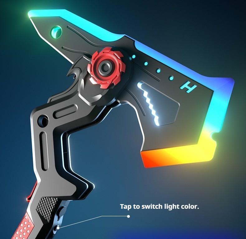 2-in-1 Sword & Axe Prop for Boys, 7-Color Luminous Spray Transformable Light Saber, Glowing Cosplay Weapon Prop, Interactive Deformable Axe-Sword Gift with Lights, Fun Role-Play Prop for Kids lead street