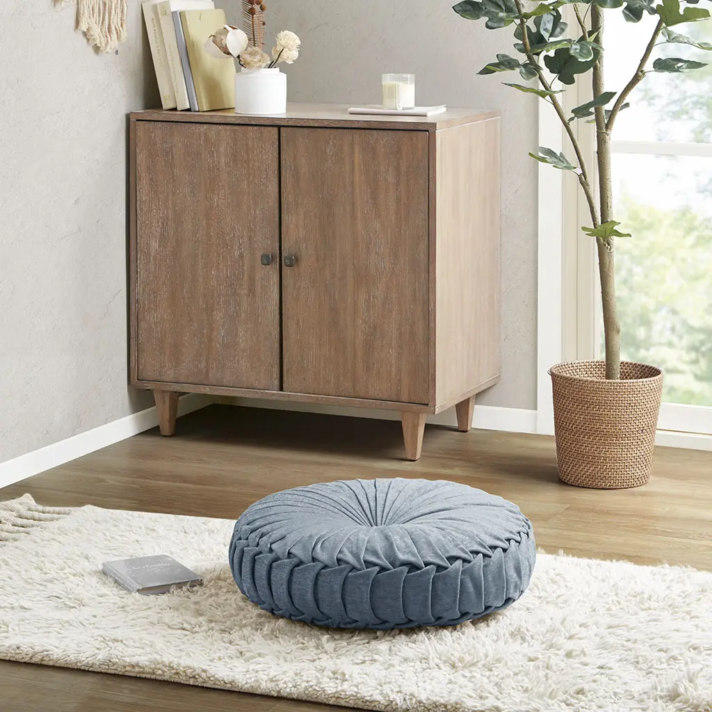 ARCH 22 Inch Round Poly Chenille Floor Pillow Cushion, Soft Plush Seating for Living Room, Bedroom, Dorm, Nursery, Kids Playroom, Extra Large 6 Inch Thick Floor Pouf, Cozy Meditation Cushion, Floor Lounger, Reading Nook Seat, Grey