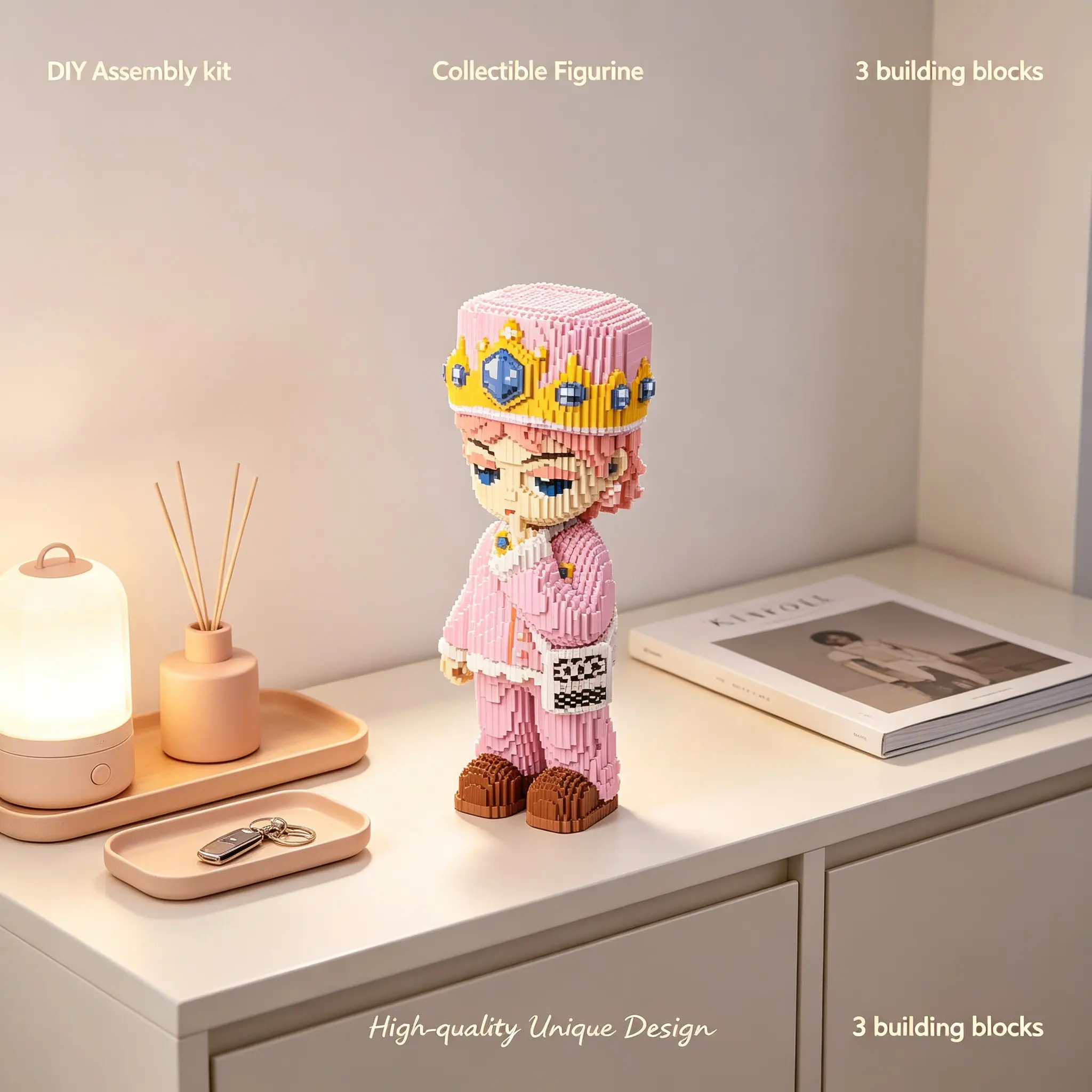 Crown Prince 3D Puzzle Building Block Decor, Ideal for Home Office Shelves, Party Decor, Gift for Holidays, Handcrafted Sculpture