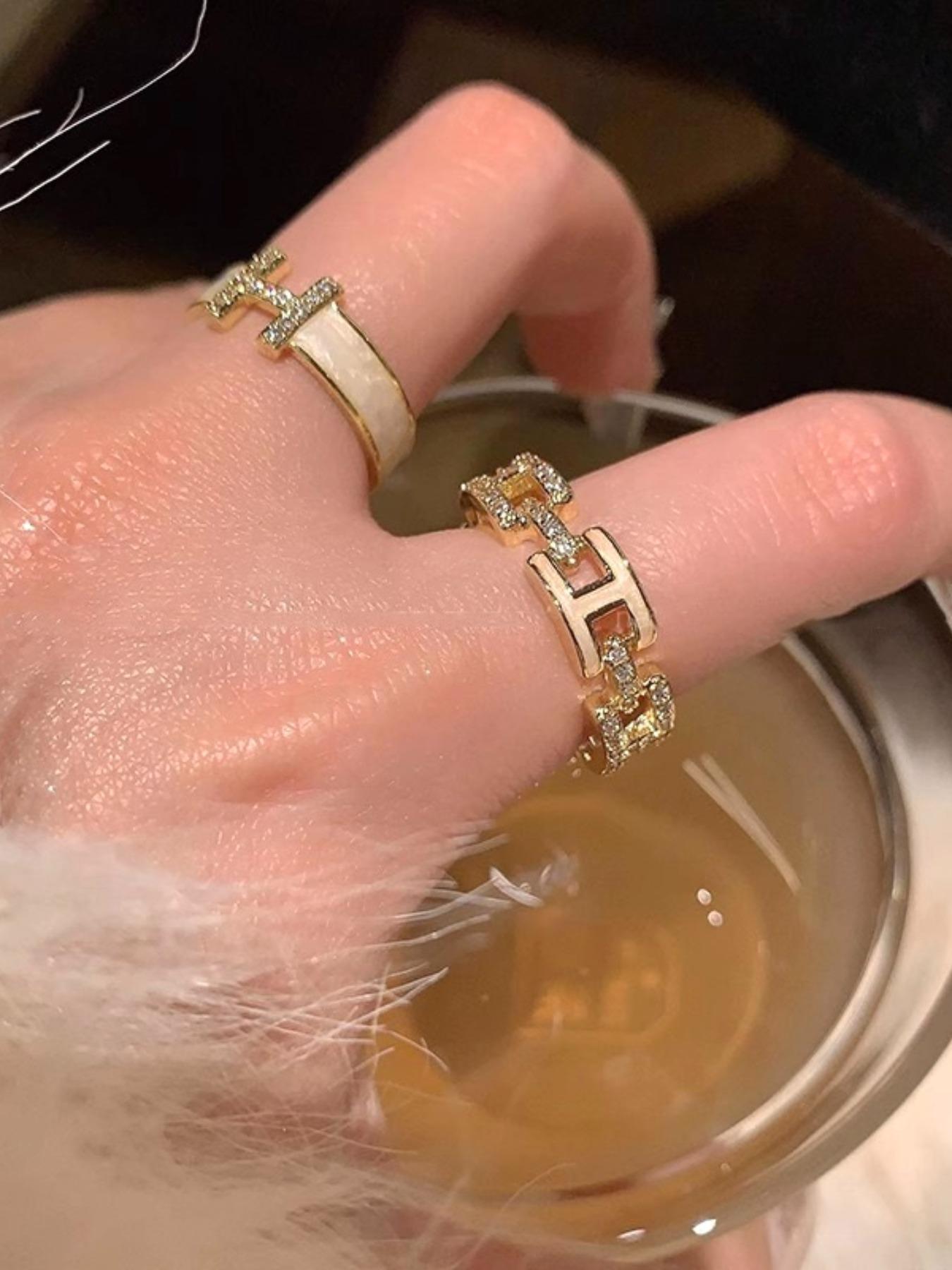 Letter Design Cuff Ring, Adjustable Open Ring, Fashion Jewelry Accessories for Women & Girls, Trendy All-match & Exquisite Jewelry for Birthday Gift, Alphabet Design Ring