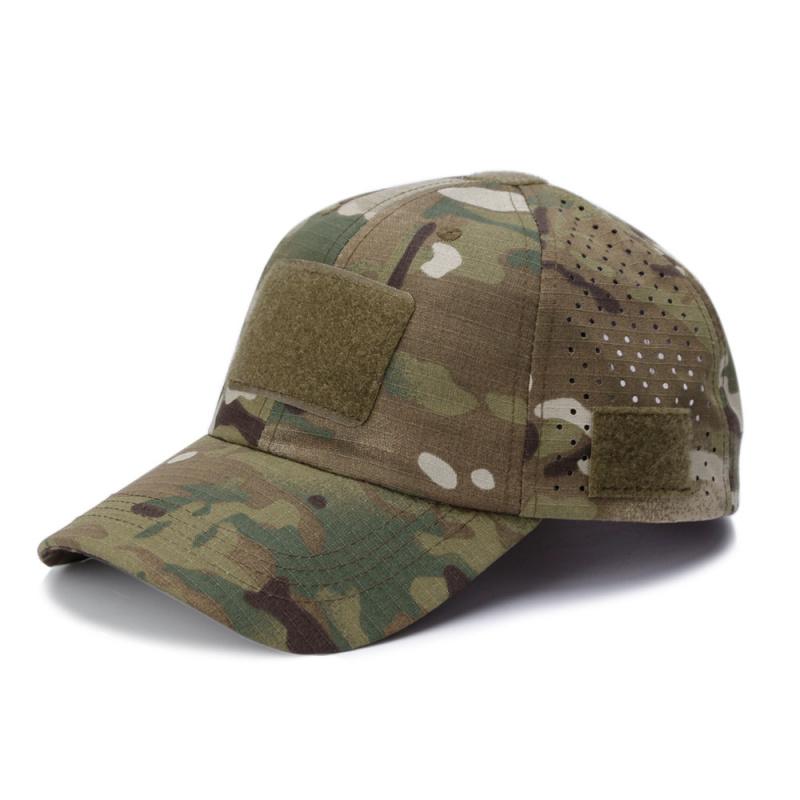 Breathable Camo Tactical Baseball Cap for Men, Lightweight Adjustable Dad Hat with Velcro Patches for Outdoor, Hiking, Hunting