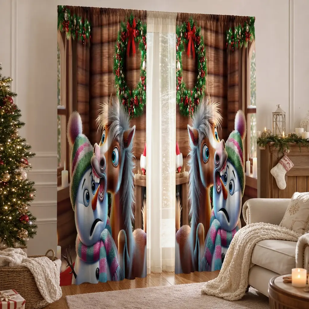 2-Pack Decorative Curtains, Semi-Sheer Home Curtains for Bedroom Kitchen Living Room, Holiday Decor, Balcony Curtains, Gift Idea