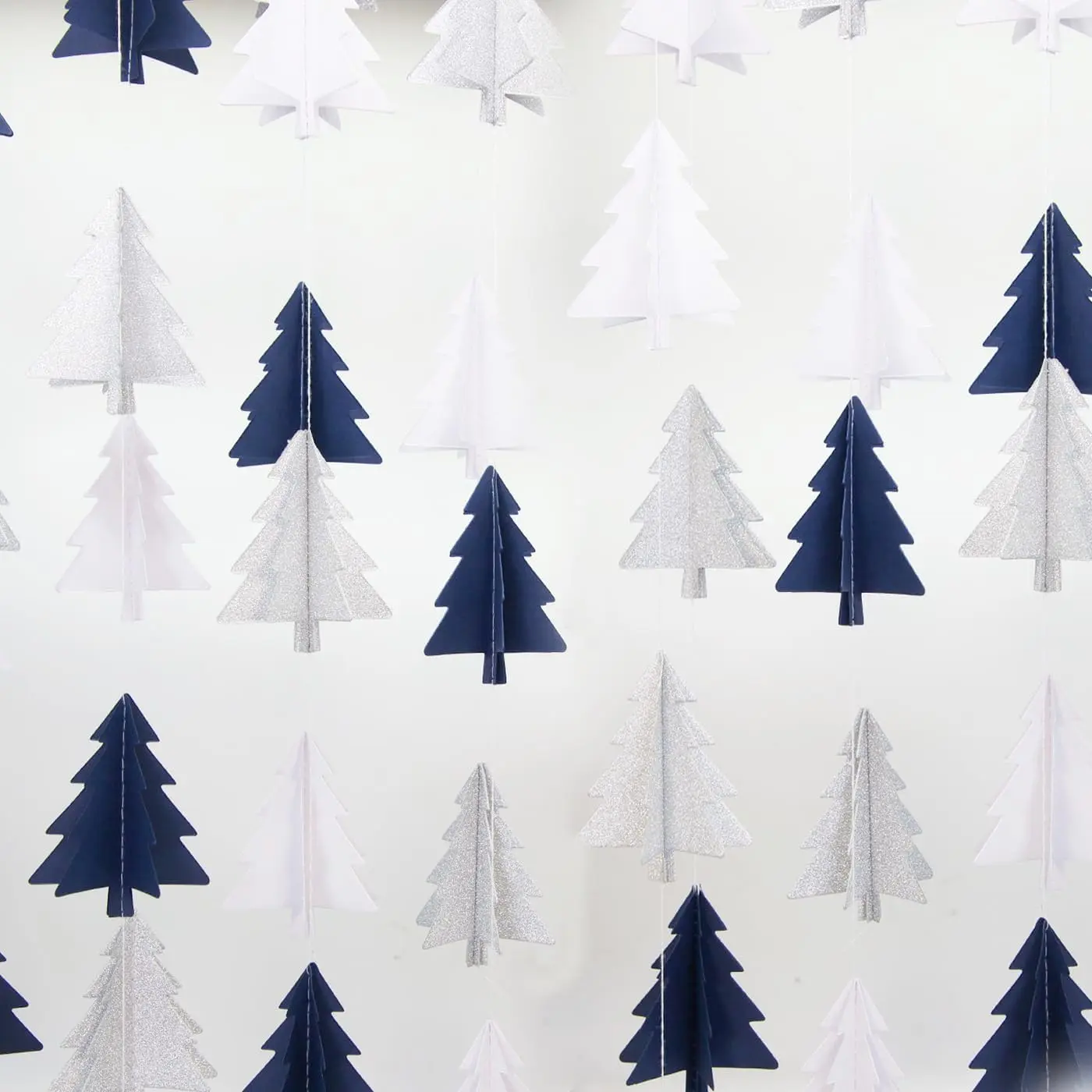 Navy-Blue White  Christmas Decorations - 2 count  Christmas Tree Paper Streamers Party Banner Garland  Decor
