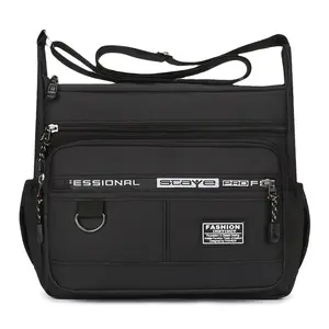 Daily wear messenger bag men's business casual nylon shoulder bag large storage mobile phone bag street vendor hot single product gender neutral splicing letter pattern