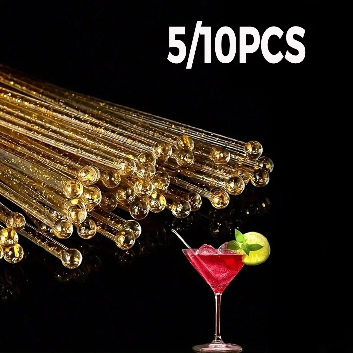 Elegant Shimmering Stirrers, Transparent Crystal Drink Mixer, Perfect for Desserts and Coffee, Ideal for Parties and Gifts