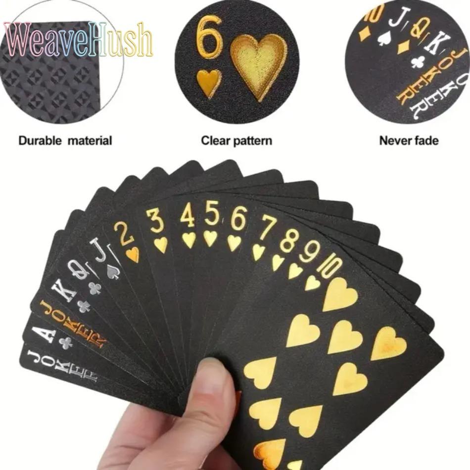 Waterproof Flexible Black Playing Cards with Durable Storage Box, Classic Poker Deck for Family, Friends & Party Card Games, Fun Indoor & Outdoor Entertainment for Camping, Travel & Gathering, Premium Durable Card Set with Serene Forest Pattern Design