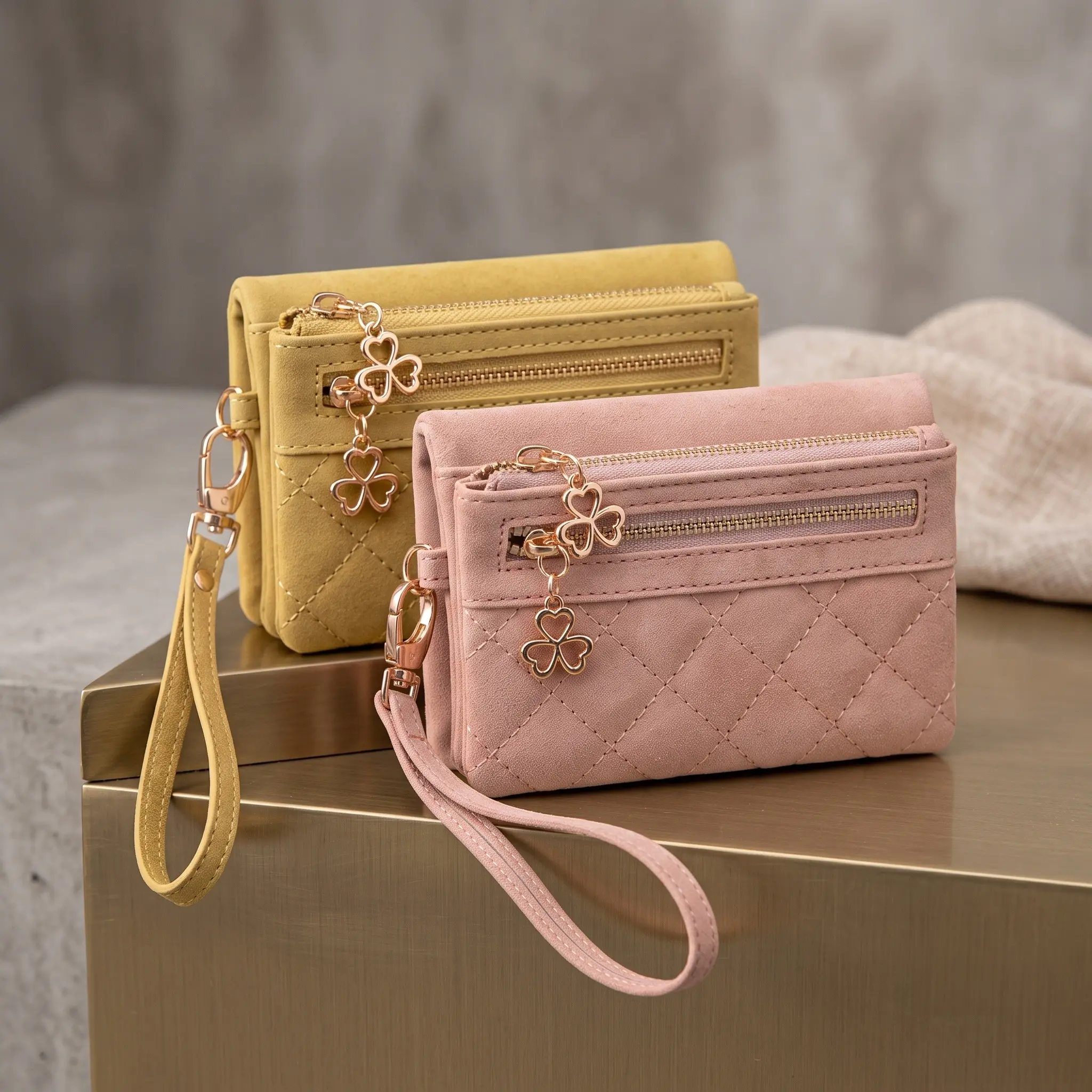 Retro Quilted Bifold Wallet For Women Large Capacity Card Holder Cozy Suede Feel Double Zipper Coin Purse Everyday Essential Simple Storage Friendly Crossbody Bag Alternative Casual Daily Use Soft PU