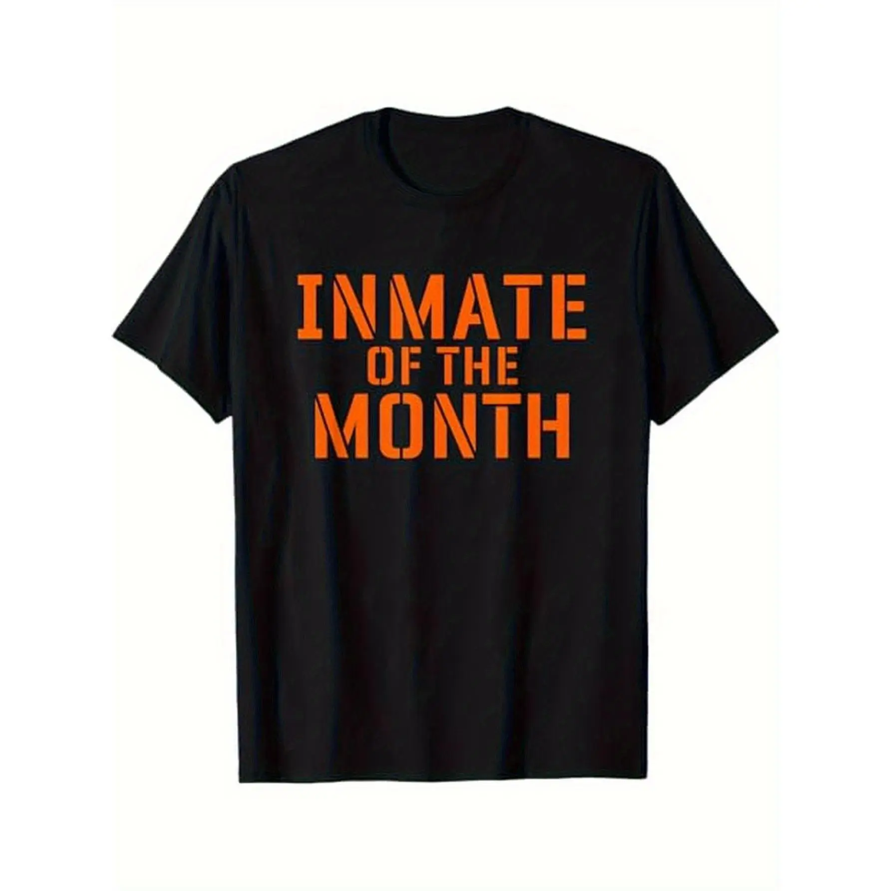 Men'S Plus SizeMen's Funny Inmate Costume T-Shirt - INMATE OF THE MONTH Jail Humor Graphic Tee, Heavyweight Oversized Prison Shirt for Halloween