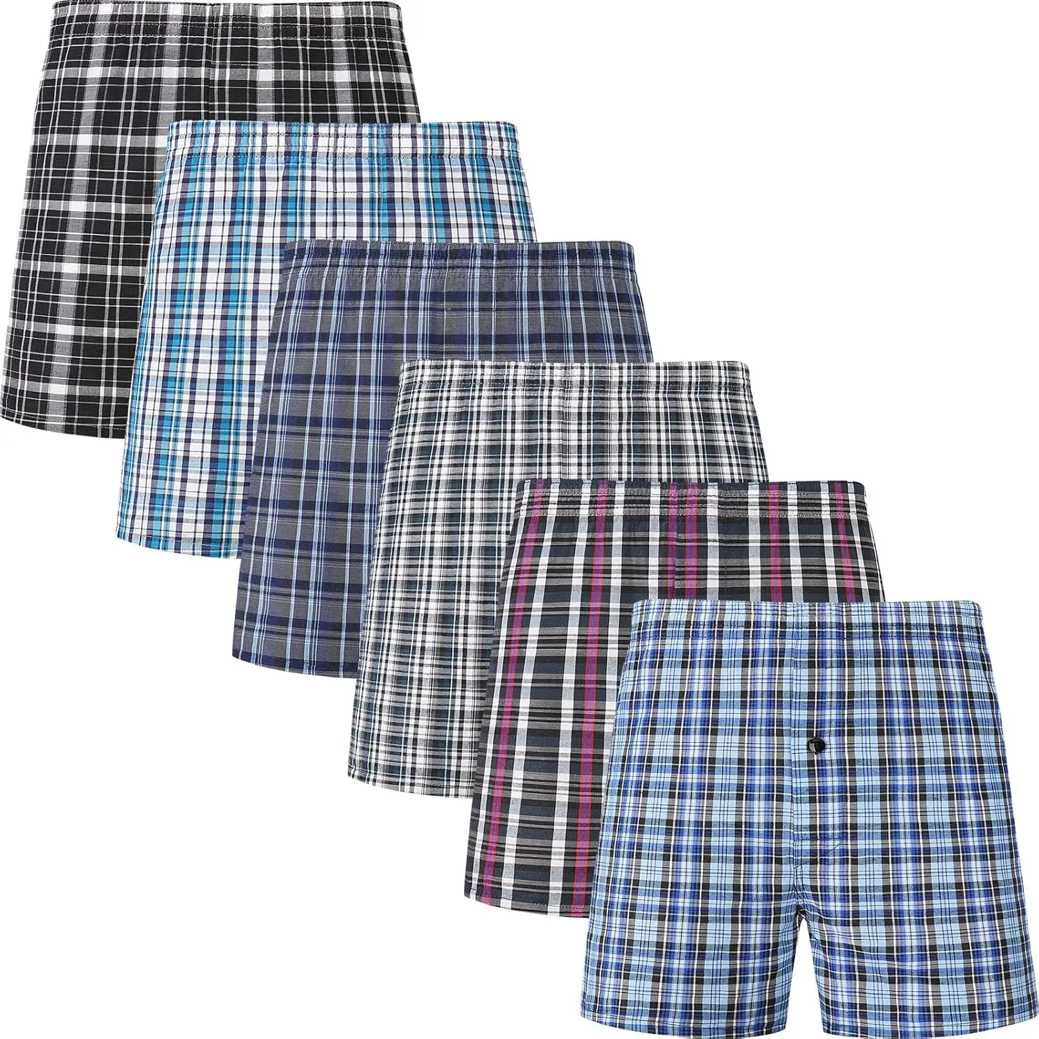 Men's Underwear Woven Boxers for Men Pack Cotton Boxer Shorts Elastic Waistband