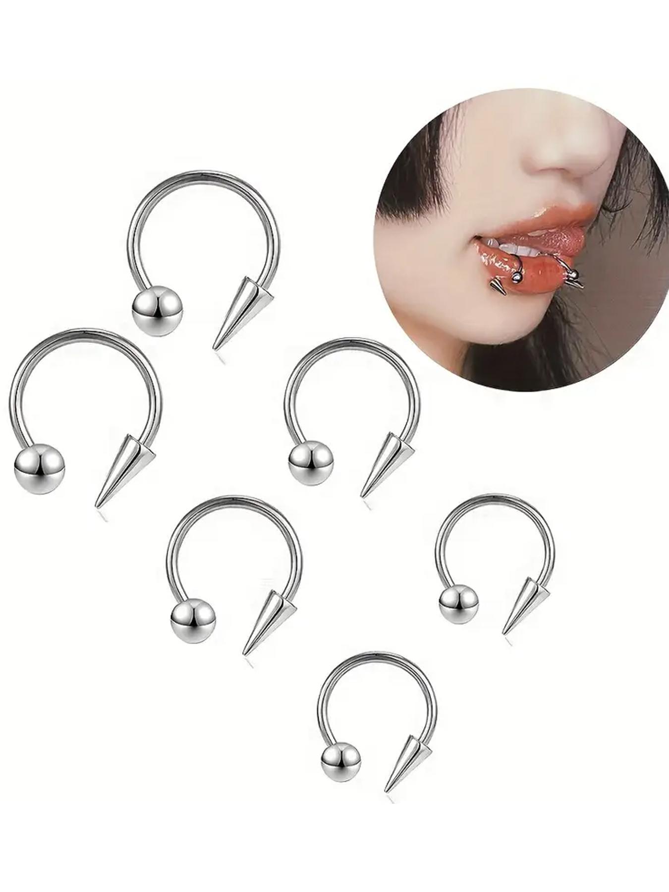 Punk Style Spiked Design Stainless Steel Nose Studs, 6pcs/set Body Piercing Jewelry for Women & Men, Fashion Accessories for Parties, Daily Clothing Decor