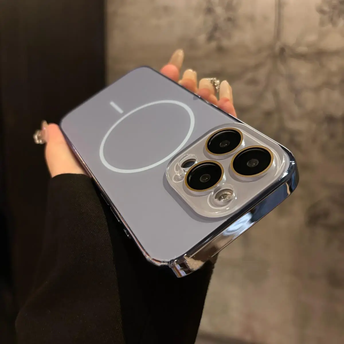 Lightweight Hybrid TPU+PC Magnetic Cover for iPhone 17/16/15/14/13/12/11 Pro Max/Plus/Air, Shiny Electroplated Soft Edges, Raised Lens Guard