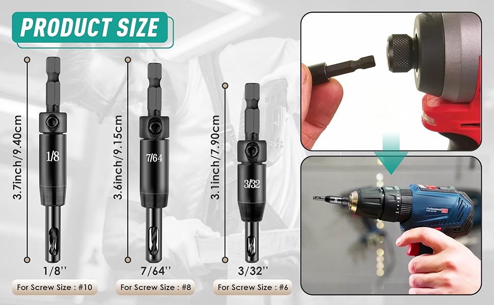 GJANSH 2026 Upgraded Self Centering Drill Bit Set Vix Bits, 3/32" 7/64" 1/8" Center Hinge Drill Bit for 1/4In Hex Shank Drills, Installing Hinge & Drilling Pilot Hole, Ultra-Hard Steel, High-Precision,Summervibes fathersdaygift GJANSH 2026 Upgraded Self Centering Drill Bit Set Vix Bits, 3/32" 7/64" 1/8" Center Hinge Drill Bit for 1/4In Hex Shank Drills, Installing Hinge & Drilling Pilot Hole, Ultra-Hard Steel, High-Precision,Summervibes fathersdaygift