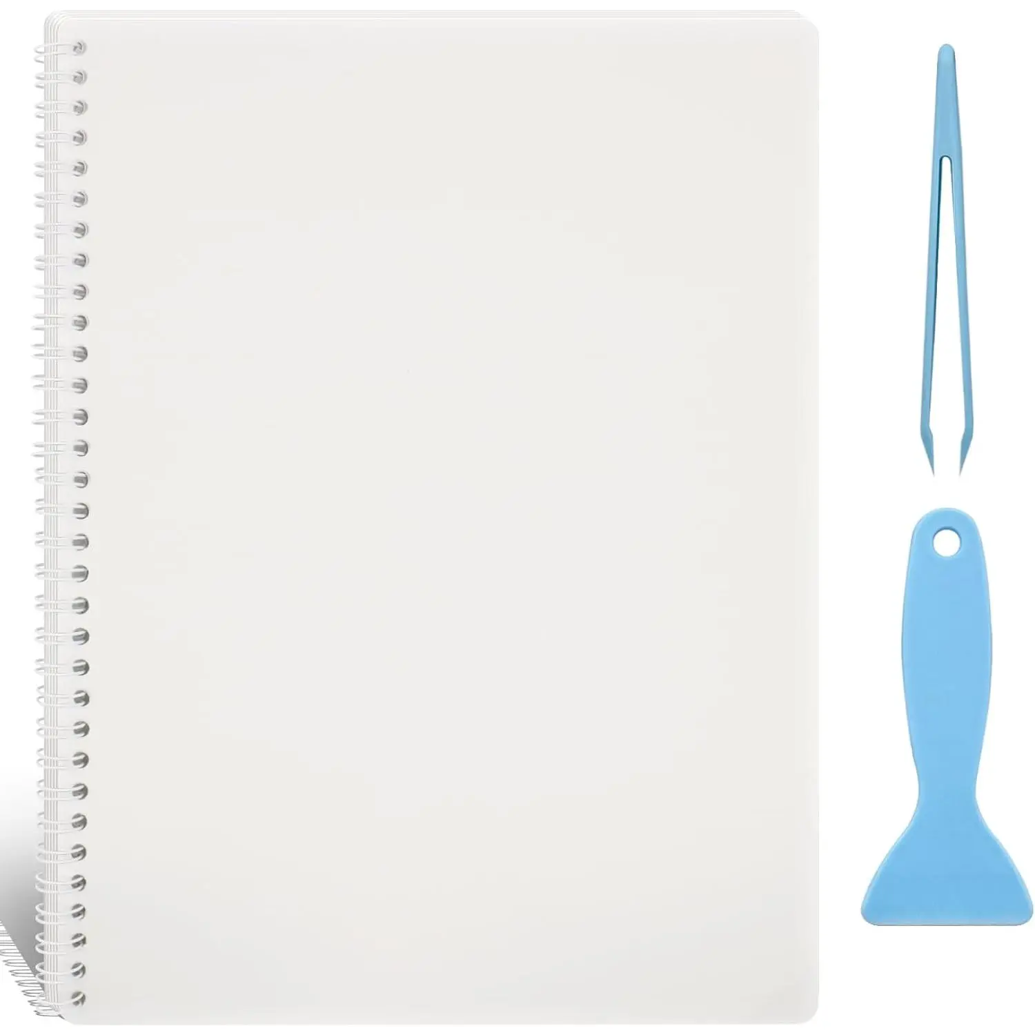 Large Reusable Sticker Book Collecting Album 8.5×11 Inch Sticker Collection Storage Book with 40 Sheets Blank Release Paper, Restickable Stickers Organizer Notebook with Tools (Clear)