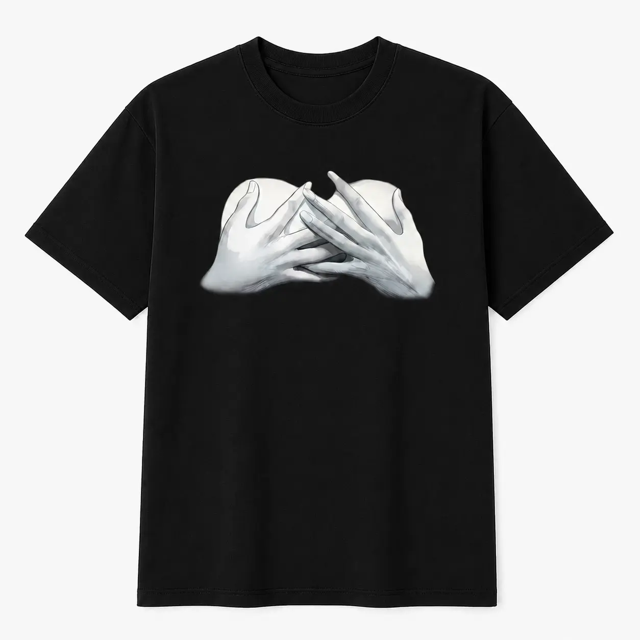Abstract Hand Graphic T-Shirt, 200G Pure Cotton Minimalist Art Tee, Modern Streetwear Shirt for Men & Women, Black or White