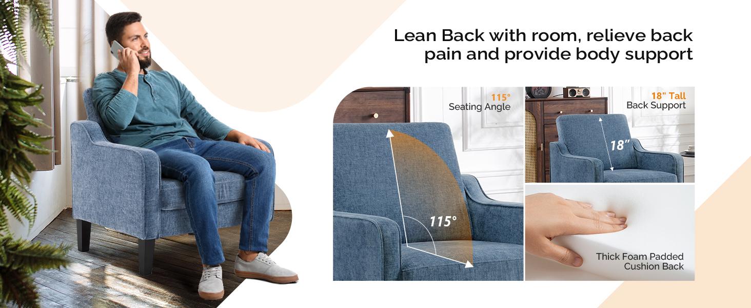 VINGLI Chair Upholstered Chenille Accent Chair for Living Room, Bedroom, Mid-Century Modern Arm Chair Comfy Reading Chair with Scooped Arms VINGLI Chair Upholstered Chenille Accent Chair for Living Room, Bedroom, Mid-Century Modern Arm Chair Comfy Reading Chair with Scooped Arms