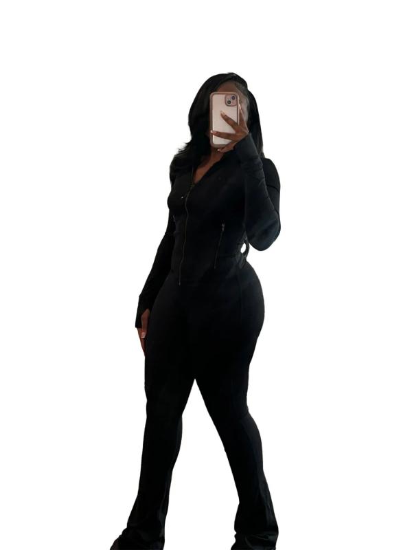 Fall Women Clothes Two Piece Flared Pants Tracksuits Set Casual Gym Active Wear 2 Piece Set Lounge Womens Matching Sets Womenswear Comfort